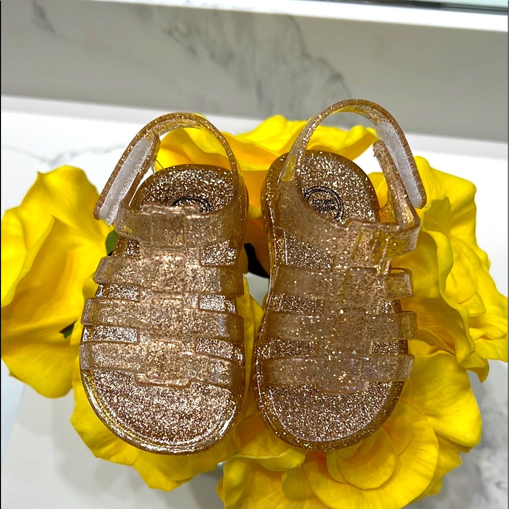 Shimmering golden gladiator sandals size 2